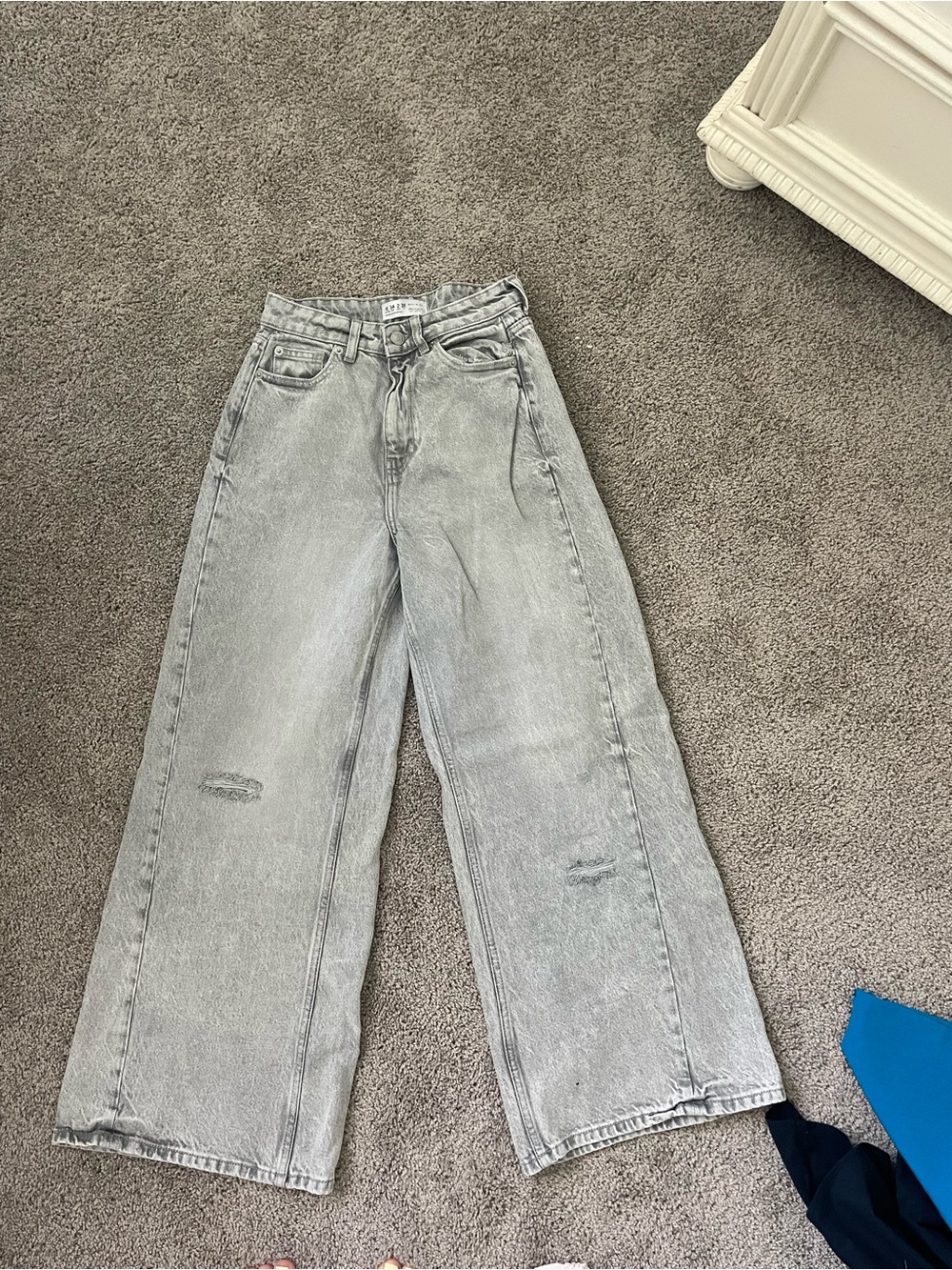 Primark Light Grey Wide Leg Jeans